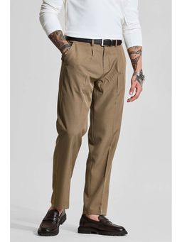 Snitch - Tan Solid Slim Formal Trouser for Men