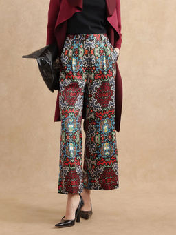 RAREISM - Xiu Dark Multi-Color Abstract Wide Ankle Length Trouser