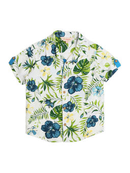 Lil Drama - Sassy Boho Boys Green Printed Shirt From The Sibling Collection