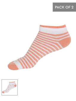 Jockey - White & Honeysuckle Melange Women Low Show Socks Pack of 2 - Style Number- 7480 (Free Size)