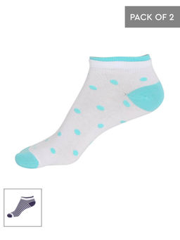 Jockey - White & Heather Melange Women Low Show Socks Pack of 2 - Style Number- 7480 (Free Size)