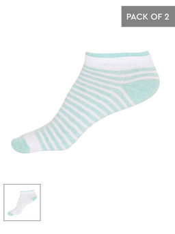 Jockey - White & Mint Melange Women Low Show Socks Pack of 2 - Style Number- 7480 (Free Size)