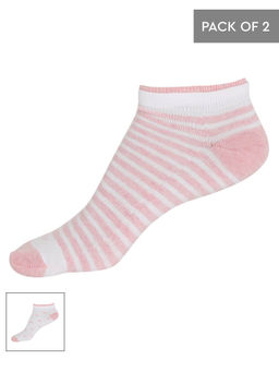 Jockey - White & Pink Melange Women Low Show Socks Pack of 2 - Style Number- 7480 (Free Size)
