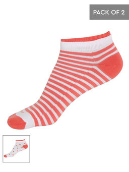 Jockey - White & Dubarry Women Low Show Socks Pack of 2 - Style Number- 7480 (Free Size)