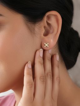 Ornate Jewels - 9K Yellow Gold 0.14 Carat Lab Grown Diamond Cluster Stud Earrings
