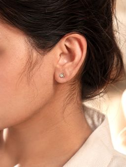 Ornate Jewels - 9K Yellow Gold 0.08 Carat Lab Grown Diamond Dainty Flower Earrings