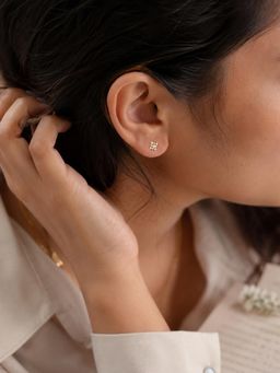 Ornate Jewels - 9K Yellow Gold 0.13 Carat Lab Grown Diamond Flower Stud Earrings