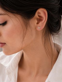 Ornate Jewels - 9K Yellow Gold 0.05 Carat Lab Grown Diamond Three-Leaf Clover Stud Earrings