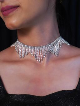 Niscka - Silver Cubic Zirconia Crystals Necklace