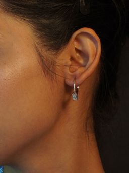 Niscka - Silver Plated Splendid Cubic Zirconia Crystals Huggie Earrings