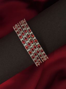 Niscka - Red Hydro Stone American Diamond Cz Bangles Set of 4 (2.4)