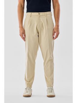 Snitch - Beige Solid Relaxed Casual Trouser For Men - Beige