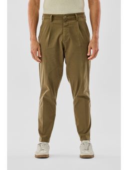 Snitch - Khaki Solid Relaxed Casual Trouser For Men - Khaki