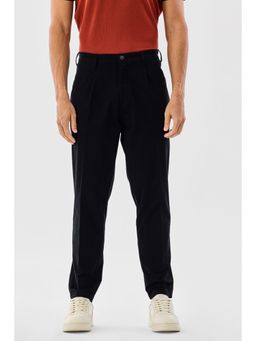 Snitch - Black Solid Relaxed Casual Trouser For Men - Black