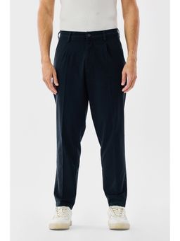 Snitch - Navy Solid Relaxed Casual Trouser For Men - Navy Blue