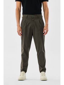 Snitch - Olive Solid Relaxed Casual Trouser For Men - Olive