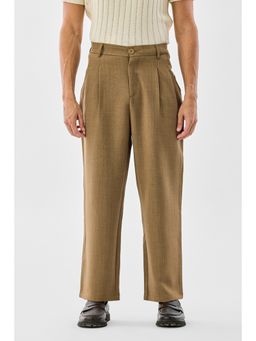 Snitch - Beige Solid Relaxed Casual Trouser For Men - Beige