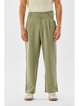 Snitch - Olive Solid Relaxed Casual Trouser For Men - Olive