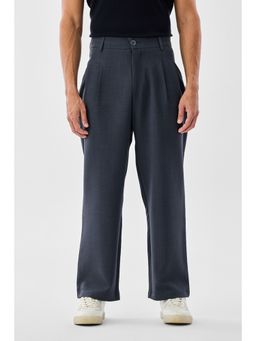 Snitch - Navy Blue Solid Relaxed Casual Trouser For Men - Blue