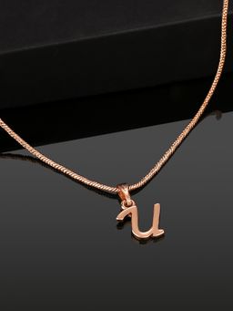 Estele - Valentine Gift - Rose Gold Plated Initial U Letter Pendant for Women