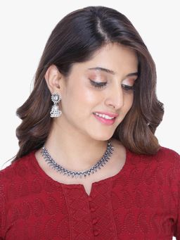 Yellow Chimes - Oxidised Silver-Plated Kohlapuri Jewellery Set of 2