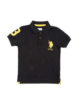 U.S. POLO ASSN. - Black Solid Pique Polo T-Shirt