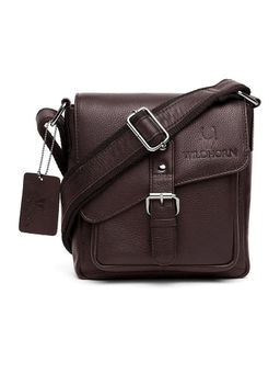 WILDHORN - Brown Classic Leather Sling Bag for Men I Office Bags I Travel Bags I Adjustable Strap