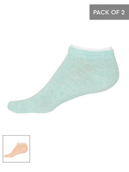 Jockey - Mint Sorbet & Peach Melange Women Low Ankle Socks Pack of 2 - Style Number- 7491 (Free Size)