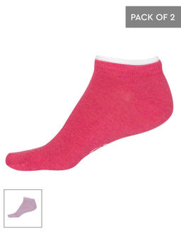 Jockey - Raspberry & Lilac Melange Women Low Ankle Socks Pack of 2 - Style Number- 7491 (Free Size)