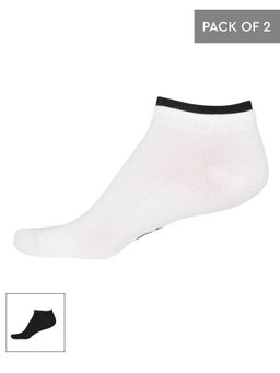 Jockey - White & Black Women Low Ankle Socks Pack of 2 - Style Number- 7491 (Free Size)