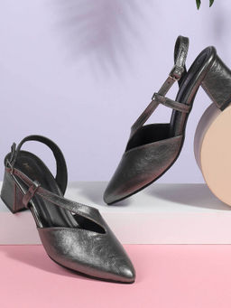 Mochi - Women Grey Block Heels