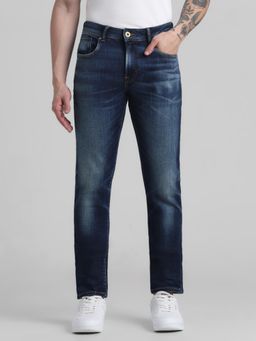 Jack & Jones - Navy Blue Glenn Slim Fit Low Rise Stretch Jeans