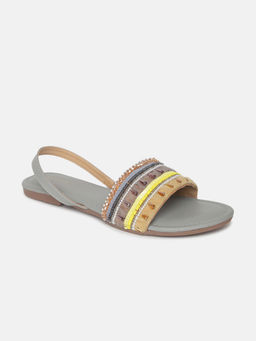 Marc Loire - Women Grey Embellished Casual Toe-ring Flats