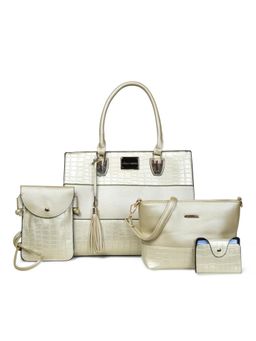 Pelle Luxur - Stylish Golden Satchel Bag for Women with Pouch (Set Of 4) (M)