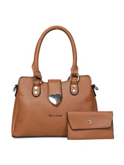 Pelle Luxur - Stylish Tan Satchel Bag for Women with Pouch (Set Of 2) (S)