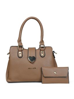 Pelle Luxur - Stylish Khaki Satchel Bag for Women with Pouch (Set Of 2) (S)
