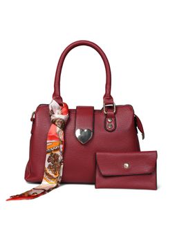 Pelle Luxur - Stylish Cherry Red Satchel Bag for Women with Pouch (Set Of 2)