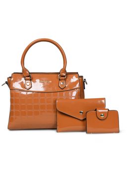 Pelle Luxur - Stylish Light Brown Satchel Bag for Women with Pouch (Set Of 3) (M)