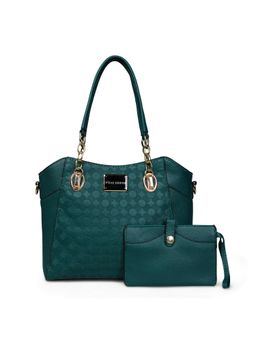Pelle Luxur - Stylish Forest Green Satchel Bag for Women with Pouch (Set Of 2) (M)