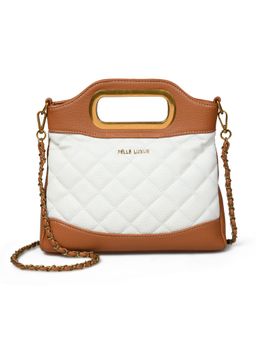 Pelle Luxur - Stylish Tan/White Sling Bag for Women (M)