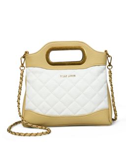 Pelle Luxur - Stylish Beige/White Sling Bag for Women (M)