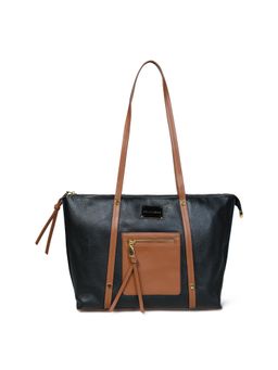 Pelle Luxur - Stylish Black/Brown Tote Bag for Women (M)