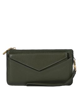 Eske - Jena Green Solid Genuine Leather Womens Envelope Wallet