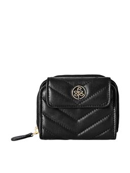Eske - Medina Black Textured Womens Genuine Leather Small Zip Around Wallet