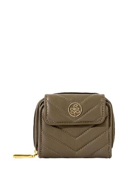 Eske - Medina Taupe Textured Womens Genuine Leather Small Zip Around Wallet