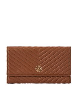 Eske - Medina Brown Solid Womens Genuine Leather Small Zip Around Wallet