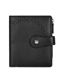 Eske - Vera Black Solid Genuine Leather Womens Two Fold Wallet 22 Card Holders