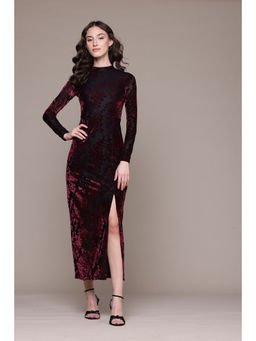 Label Ritu Kumar - Burgundy Oriana Bodycon Dress