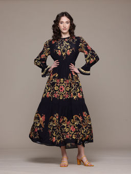 Label Ritu Kumar - Black Itzel Crepe Long Dress