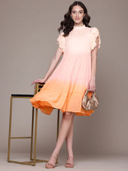 Label Ritu Kumar - Multi Color Anza Ombre Shift Dress with Camisole (Set of 2)